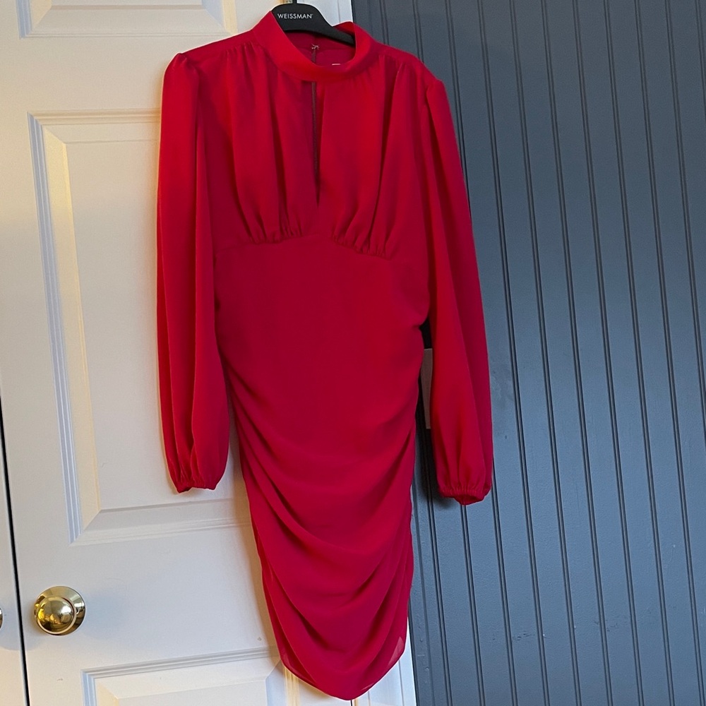 Amanda Uprichard Vibrant Red Long Sleeve Dress